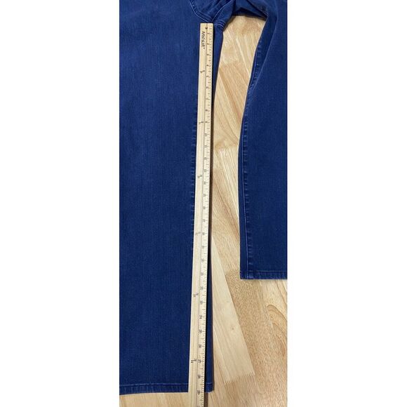 Betabrand Denim Jean Jeggings Pull On Pant Large Straight Leg Stretch Blue - Picture 8 of 9